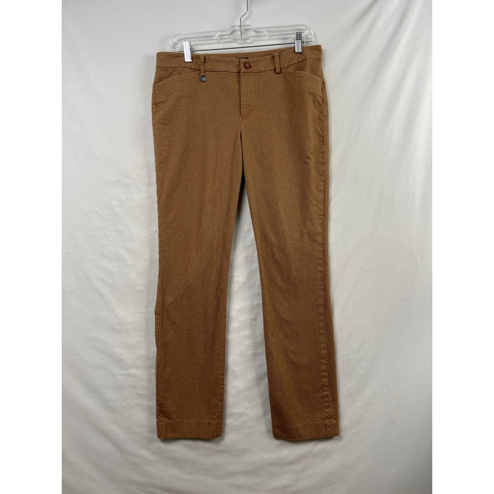 LRL Ralph Lauren Pants Womens 8 Brown Houndstooth Slim Leg Stretch Trousers